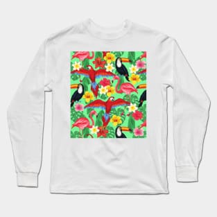 Tropical Birds and Flowers Long Sleeve T-Shirt